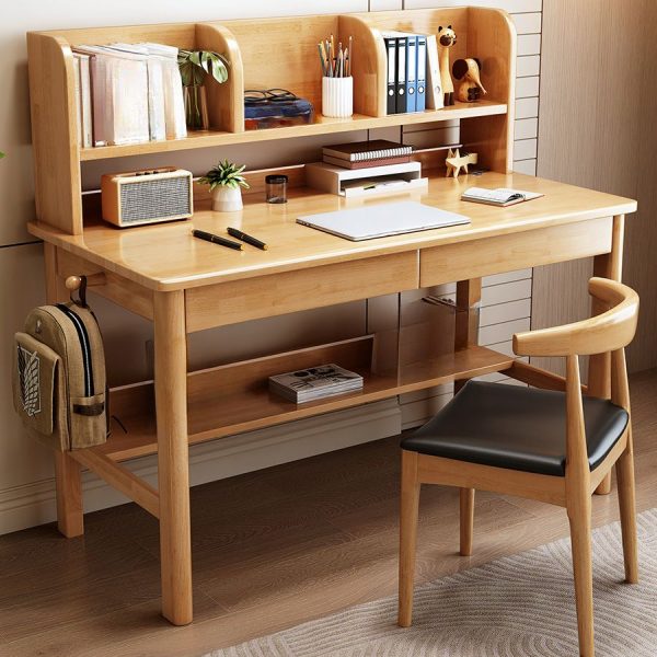 "Damp-proof Kids Computer Desk with Chair, Multicolor Chalk/Carnation/Sepia Top, Locker Storage, Shelf, Compartment, and Hutch"