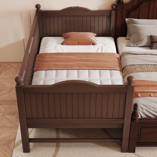 "Minimalist Wood Material Standard Kids Bed for Gender Neutral with Guardrail"