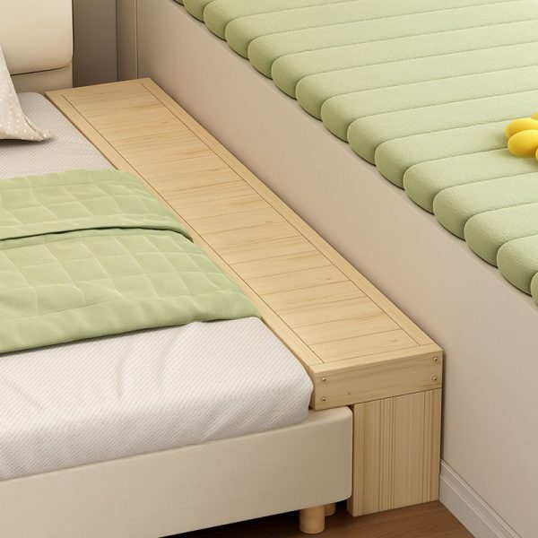 "Gender Neutral Simplistic Wood Color Pine Wood Panel Children Bed"