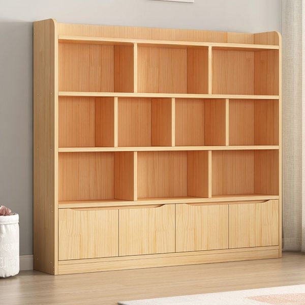 "Modern Simple Style Natural Color Wood Vertical/Horizontal Standard Kids Bookshelf Standalone with 5 Shelves/3 Shelves/4 Shelves, 2 Doors/4 Doors/3 Doors"